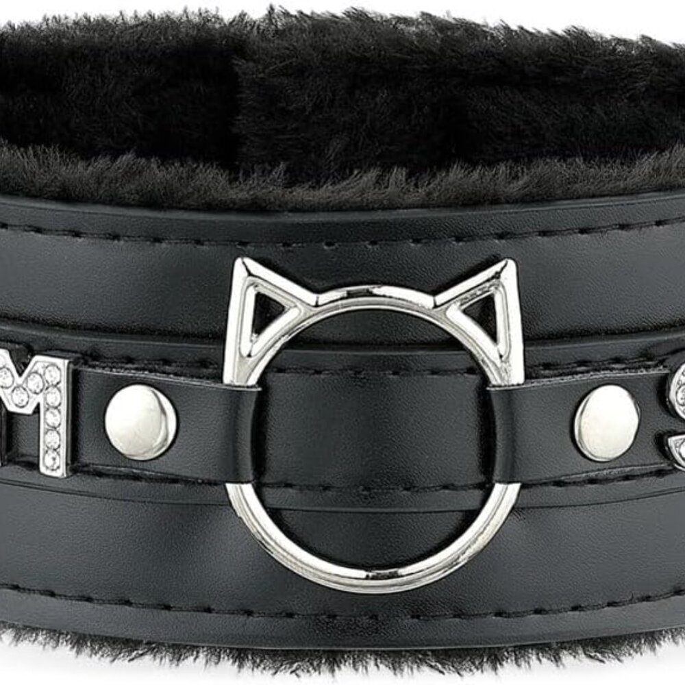 Handmade Faux Leather Cat Ear O-Ring Choker Necklace For Women Punk Goth